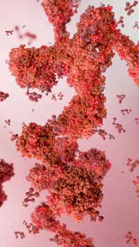 antibodies or immunoglobulin protein or enzyme Molecular structure, Chain of amino acids, biological concept, chemistry and biochemistry, DNA proteins, hydroxyproline, closeups formation, 3d render