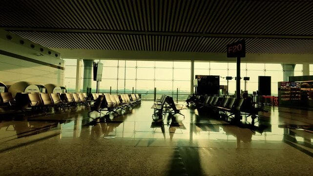beijing airport filmed from moving travelator