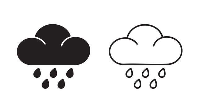 rain cloud with outline art silhouette vector icon set silhouette with outline art vector silhouette with outline art vector icon