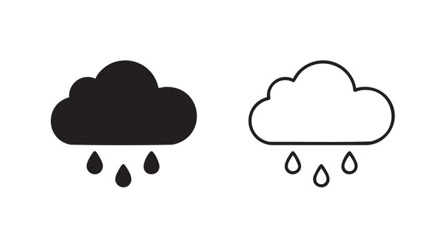rain cloud with outline art vector icon, a simple silhouette design representing weather silhouette with outline art vector icon