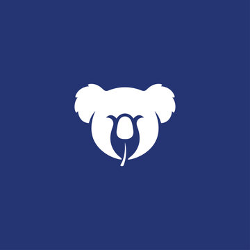 Minimalist koala bear head logo design featuring a white graphic silhouette