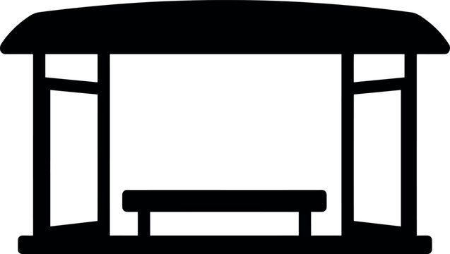 Minimalist bus stop shelter silhouette icon