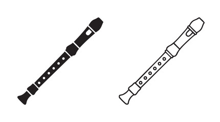 recorder flute vector icon silhouette with outline art silhouette with outline art vector silhouette with outline art vector icon © Shamsul