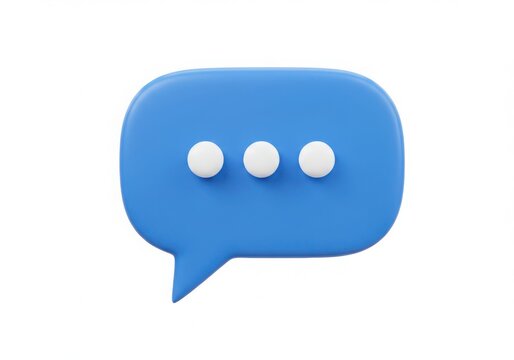 Blue speech bubble with three white dots