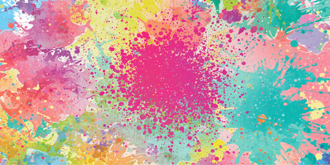 Fototapeta premium Abstract Colorful Watercolor Background with Vibrant Paint Splashes, Ink Splatter, Artistic Grunge Texture and Pink Purple Yellow Abstract Design