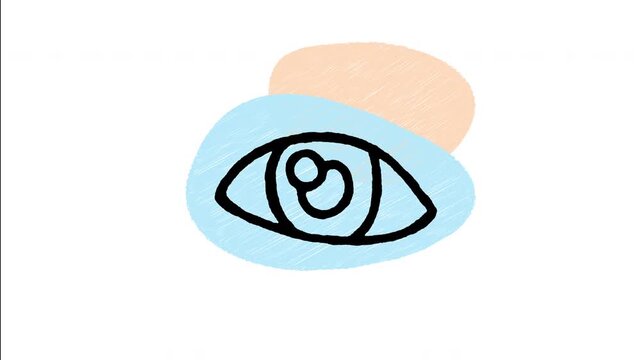 An animated hand drawn open human eye looking forward. Perfect for visual observation, camera focus tracking, vision view, eye detection, and watching.