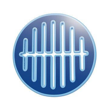 Modern abstract sound wave equalizer icon with blue and white bars isolated on white background