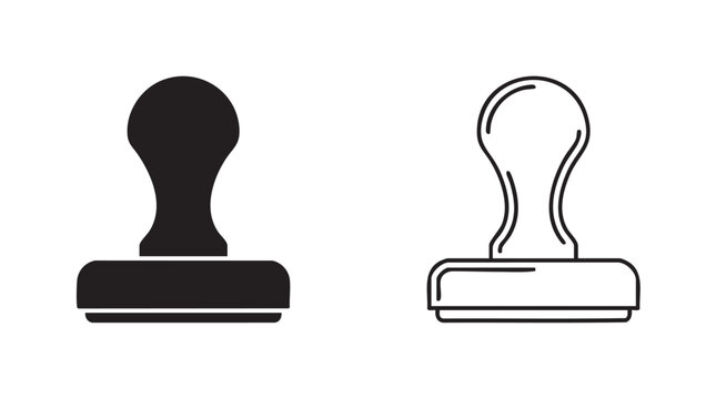 rubber stamp silhouette with outline art vector icon design featuring approval