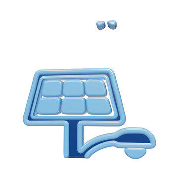 Modern solar panel system with blue wiring and connector isolated on white background