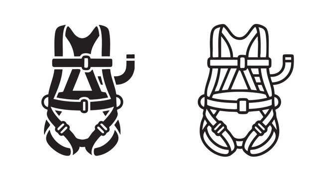 safety harness vector icon silhouette with outline art silhouette with outline art vector silhouette with outline art vector icon