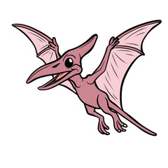 Cute cartoon pterodactyl flying dinosaur illustration isolated on transparent background © pranowo