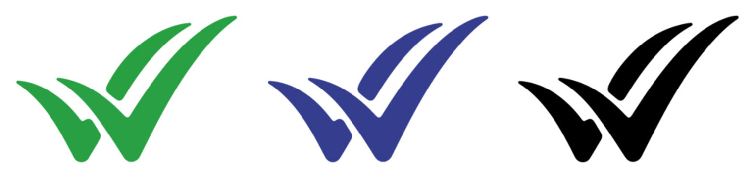 double check mark approval icon set