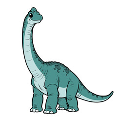 Cute brachiosaurus dinosaur character long neck sauropod cartoon illustration for children education isolated on transparent background  © pranowo