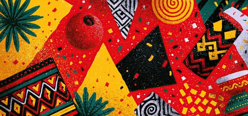 Naklejka premium Angola-inspired banner showcasing bright colors, cultural motifs, and festive design for promotional events.