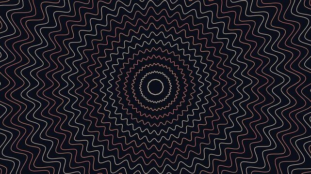 Hypnotic Dark Wavy Lines Kaleidoscope Loop Background Visuals.