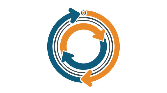 Refresh sync cycle arrows icon in orange and teal, update reload symbol PNG