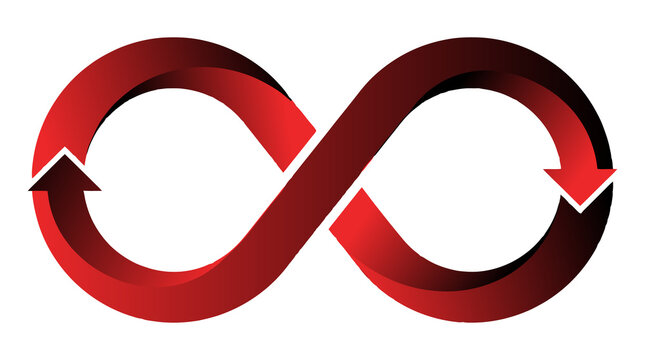 Infinity loop arrows icon, continuous process cycle symbol isolated transparent PNG