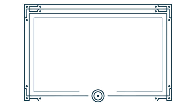 Minimal decorative frame border with corner details, blank rectangle template isolated PNG