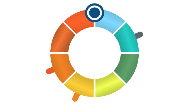 Colorful segmented circular progress ring icon, dashboard loader and status indicator PNG