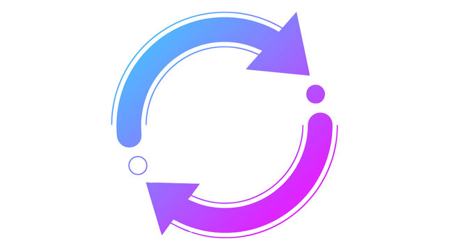 Gradient circular refresh arrows icon, reload sync update loop symbol isolated PNG