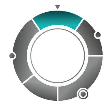 Segmented circular progress ring icon in gray with teal segment, loader isolated PNG