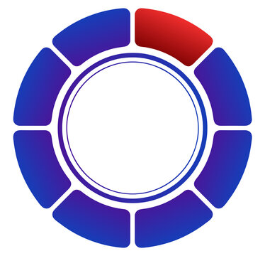 Segmented circular progress ring icon in blue and purple, dashboard loader isolated PNG