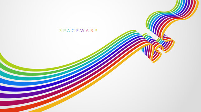 Abstract rainbow lines in 3D perspective, vector background with colorful stripes, children preschool education theme, positive and bright design.