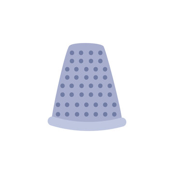 A metal thimble. A simple, classic tool for needlework, knitting, and embroidery. Handcrafted. Seamstress, tailor. Vector illustration isolated on a white background.