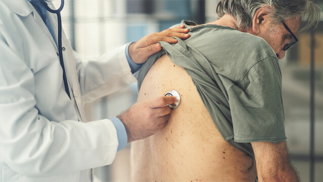 Lung examination with a stethoscope