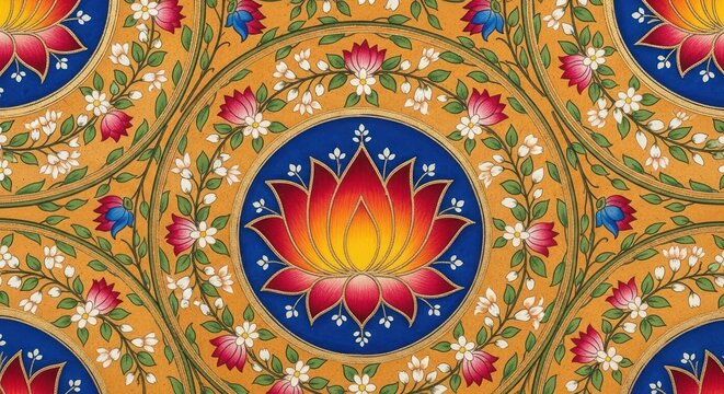 Intricate Indian Lotus Flower Mandala Pattern Design.