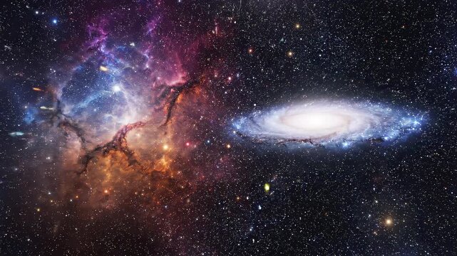 Cosmic nebula explosion and formation with deep space zoom effect cinematic