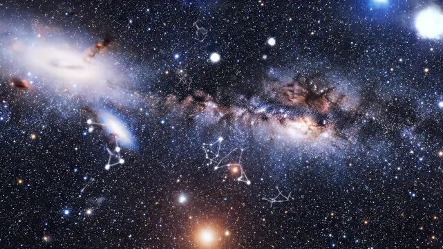 Cosmic Nebula Constellations forming in deep space with celestial glow and stellar dust during astronomical exploration