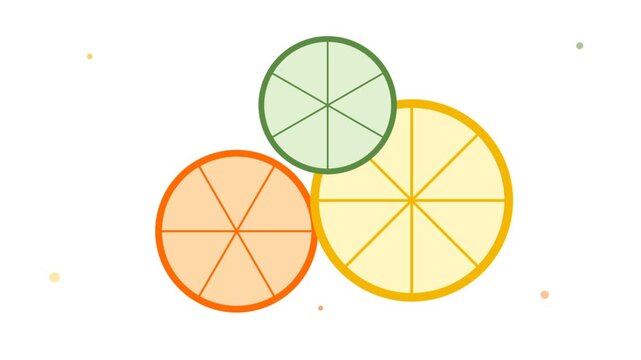 Animated Citrus Fruit Slices Rotating on a Minimalist White Background
