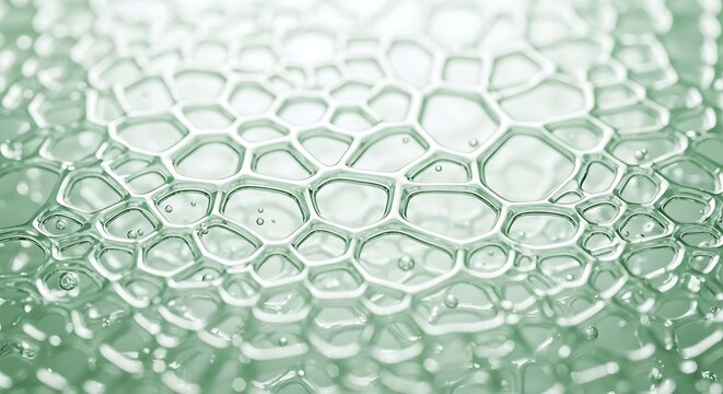 Abstract macro background of green soap bubbles foam texture