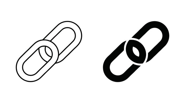 Vector illustration of link chain icons, outline and solid style on a transparent background