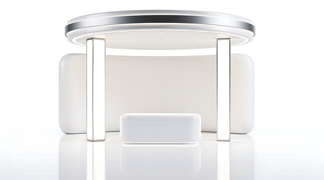 Modern white smart speaker system with sleek design and minimalist aesthetic.