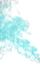 Fototapeta premium Delicate blue green smoke patterns swirling against a clean white background artistic and abstract design for creative projects