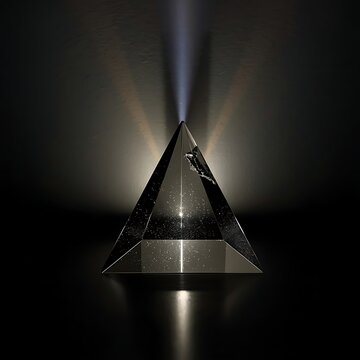 A chipped prism splitting light suggests pattern recognition and data transformation in machine learning.