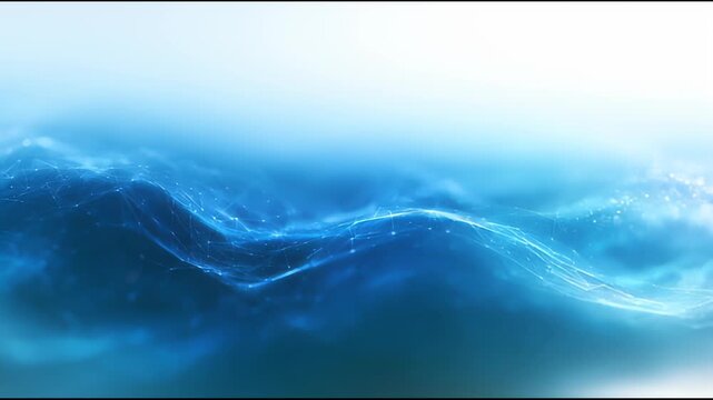 Abstract blue ocean waves with smooth gradient and light effects