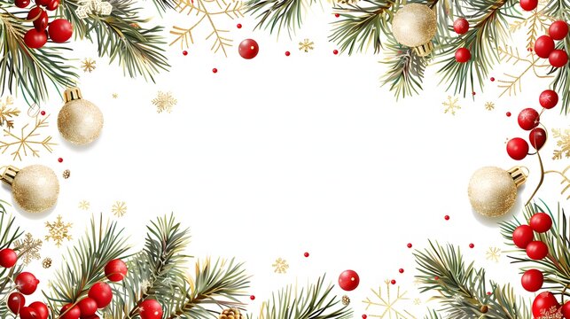 christmas background with fir branches and balls