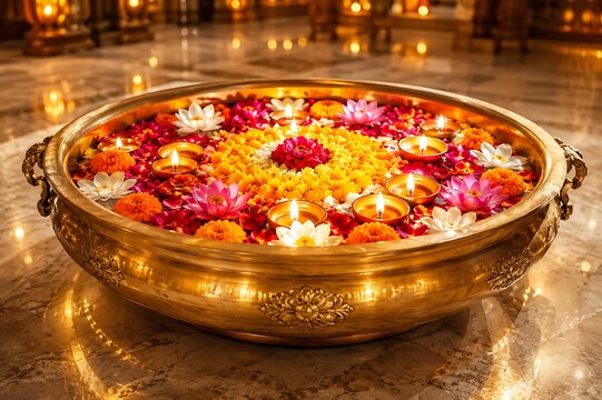Thiruvonam Onam Celebration Featuring Kerala Harvest Festival Traditions, Floral Pookalam and Cultural Decor
