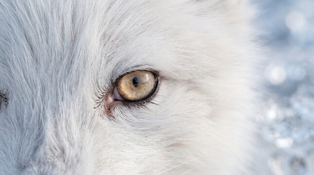 portrait of a white wolf eye closeup