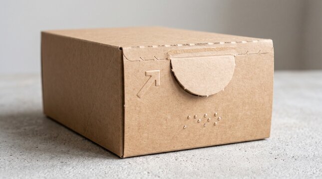 A neat cardboard box designed with accessible packaging features to improve daily convenience and usability