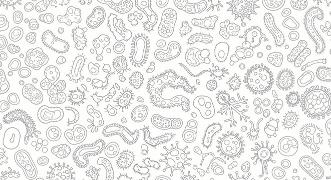 Hand Drawn Microorganisms Seamless Pattern