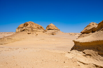 Rock formations in Wadi Al Hitan (The Valley of Whales) inside Sahara Desert in Egypt. © Giannis