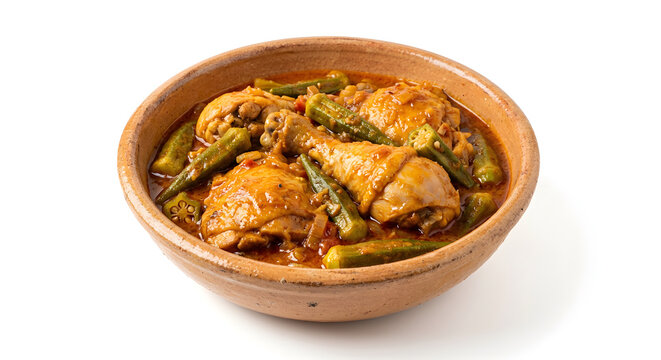 Angolanische Muamba de Galinha mit Okra auf Wei&szlig;