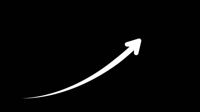 Abstract arrow business graph icon animation background. arrow rising transparent channel. Abstract arrow growth chart of economy icon animated down to up arrow animation direction animation.