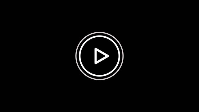Minimalist white video play button icon a background