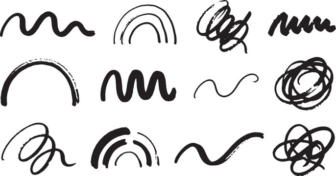 Hand-drawn black ink doodles of abstract faces and patterns profile eyes