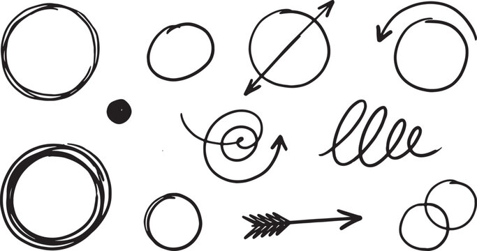 Hand-drawn doodles of smiley faces and arrows on lined paper